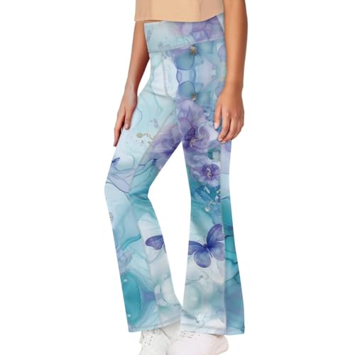 Image of Girls Flare Leggings 5-14T Cute Bell Bottoms for Girl Yoga Pants for Gym