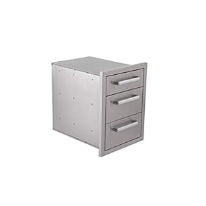 Bonfire Outdoor Kitchen Drawers Stainless Steel Built-in Triple Drawers L16.5 x W21.9 x H22 Inches Triple Layer BBQ Drawers for Outdoor Kitchen BBQ Island, 304 Stainless Steel Drawers, CBATD