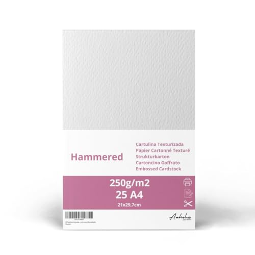 25 Cartulinas Verjuradas de 250g/m2 de grosor - Paquete de 25 hojas Din A4 - Cartulina Hammered para crear Invitaciones de boda, Diplomas, Recordatorios o para Manualidades