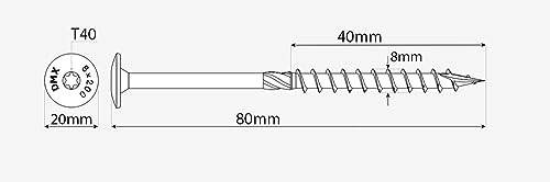 8mm x 80mm (Pack of 50) Yellow Hardened Wafer Head Torx Wood Timber Construction Screw High Performacne Carpenter Screws - Image 2