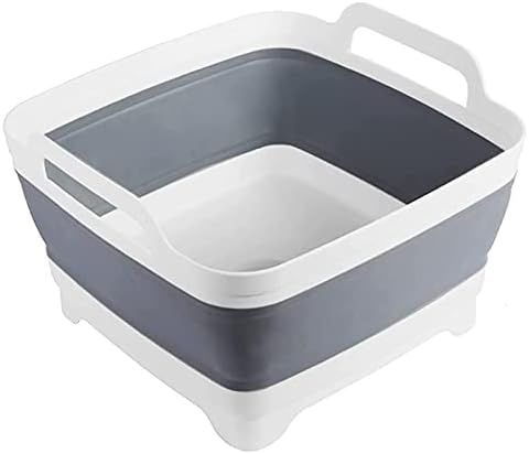 MontNorth Dishpan For Washing Dishes,9L Collapsible Dish Tub Portable Sink,Wash Dish Basin,Foldable Laundry Tub,Washing Basin with Drain Plug,Dishpan for Kitchen Sink,Camping Dish Washing Tub,Gray