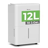 Woleix Luftentfeuchter elektrisch 12L, Entfeuchter elektrisch für Keller, Raumentfeuchter elektrisch 35dB für Räume bis zu 122m³/25m², mit Filter und 1M Ablaufschlauch, Timer, 10 J. Gar.