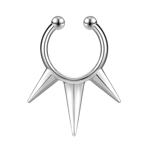 ZS 1PC Fake Septum Nose Ring Hoop, Non Pierced Nose Cuffs Faux Clicker Hanger, Nose Septum Ring Clip On Body Piercing Jewelry for Men Women
