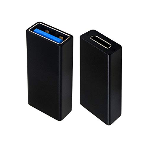 Duttek USB C to USB 3.0 Adapter, USB to USB C Adapter, USB 3.1 USB 3.0 Female to USB C Female Adapter Connector Compatible with iPhone 11,Google Pixel, Huawei etc 2 Pack (Black)
