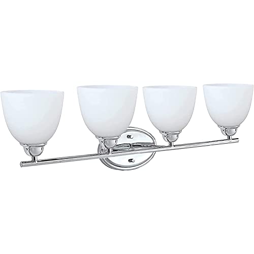 Image of Aspen Creative 62228, Four Metal Bathroom Wall Light, 32 inch Wide, Transitional Design in Chrome Vanity Fixture