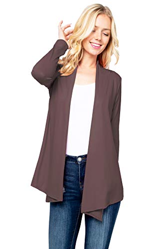 Image of Women's Drape Front Open Cardigan Long Sleeve (S-2X, Made in USA)