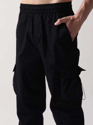 Image of GRECIILOOKS Men's Cargo Pants | 4 Pocket Cotton Cargo Joggers for Men | Loose Fit Stylish Pant with Pockets | Casual Baggy Trousers & Streetwear Lower