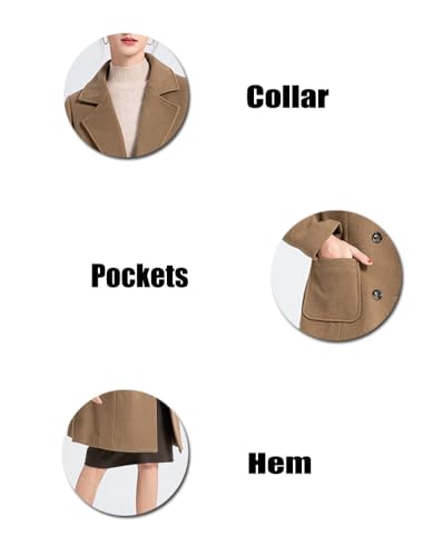 Minibee Women's Trench Coats Winter Wool Peacoat Warm Double Breasted Pea Coat Lapel Jacket Outwear4