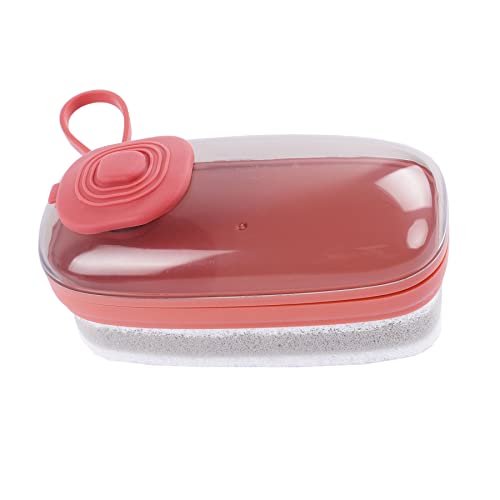 Juego de cepillos multiusos con caja dispensadora de jabón, 3 piezas de limpieza para cocina, baño, suelo, hogar interior y exterior (naranja) Cover