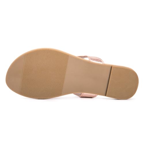 Image of LM Women's Thong Sandals T-Strap Sandals Slip On Flat Sandals Flip Flop Casual Summer Slide Sandals