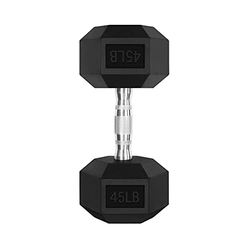 Lowest Price RitFit 45LB Dumbbells Rubber Encased Dumbbell Sets with Optional Rack for Home Gym, Coated Hand Weights for Strength Training, Workouts