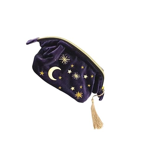 Trousse de maquillage brodée lune pour vos voyages et déplacements quotidiens