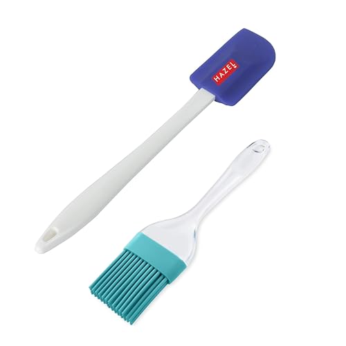 Image of HAZEL Silicone Spatula and Brush Set | Big Blue Spatula with Handle & Silicone Baking Brush