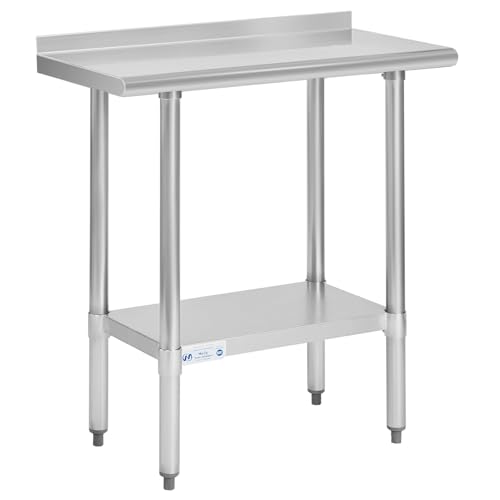 Hally Stainless Steel Table for Prep &amp; Work 18" x 30" with Backsplash NSF