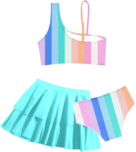 Image of RAISEVERN Girls Swimsuit 3 Piece Bathing Suits Cute Swimwear for 5-12 Years