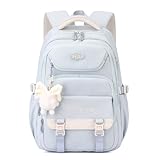 Bansusu School Backpack for Girls Primary Secondary Kids School Bag Girls Rucksack Bookbag Classic Daypack, S029-Blue