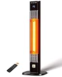 MEPTY Outdoor Heaters for Patio 1500W, Infrared Electric Heater with Remote&Touch Control, 24H Timer,3 Heat Settings, Quiet,Overheat&Tip-Over Protection for Porch,Deck,Backyard,Balcony