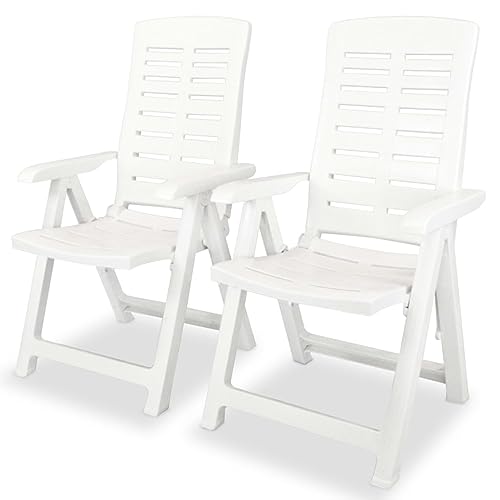 Kavolet 2 STK. Gartenstuhl Verstellbare Gartenstühle Campingsessel Klappstühle Stuhl witterungsbeständiger Witterungsbeständig Hochlehner Liegestuhl Kunststoff Weiß