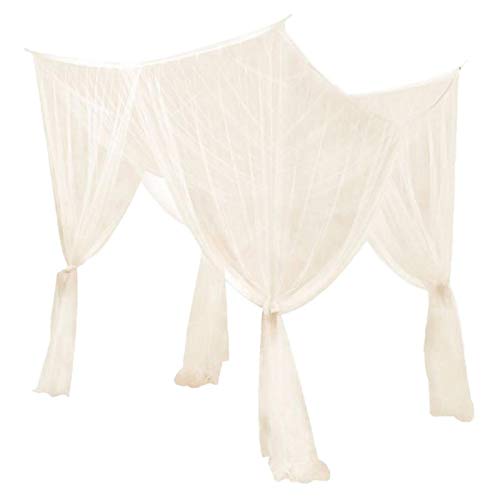 Baoblaze Europäische Art Bettwäsche Baldachin 4 Eckpfosten Moskitonetz Vorhang Indoor e Outdoor, Beige, 210x190x24cm
