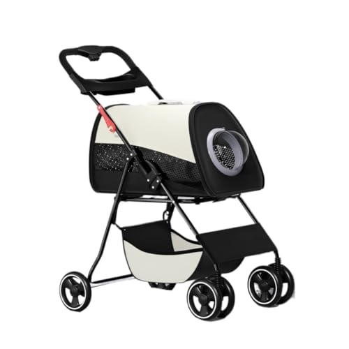 ペット用ベビーカー 犬と猫用の中型小型ペットベビーカー、軽量、通気性、ファッショナブル、取り外し可能 犬 ベビーカー(White)
