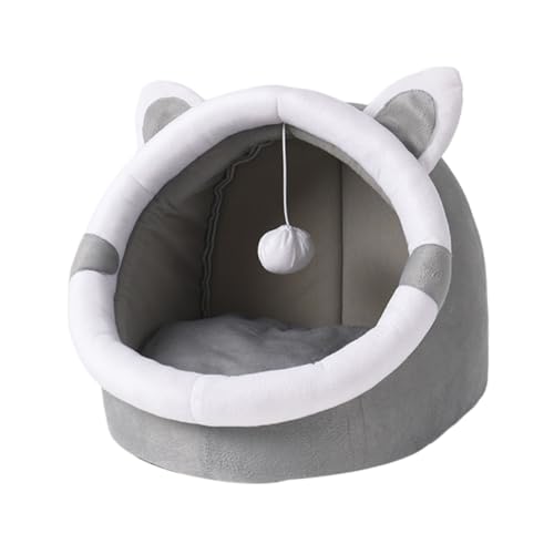 iplusmile 1個 猫の巣 猫のシェルター 犬の寝床 室内飼い猫の必需品 動物の眠りの洞窟 冬の屋外キャットハウス 猫の家 小型犬小屋 猫寝クッション 暖かい猫の寝床 ベッド コットン Grey