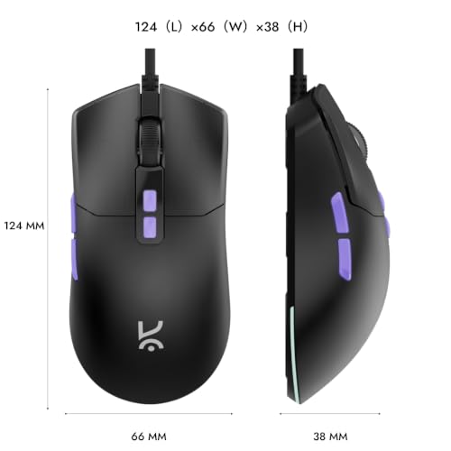 Image of Kreo Harpy Pro Wired Gaming Mouse, 60g Lightweight, Instant A926 Sensor, 16000 DPI, 1000Hz Polling, RGB 13 Modes, 7 Programmable Buttons, 1.6m Braided USB Cable
