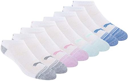 PUMA womens 8 Pack Low Cut Running Socks, White, 9 11 US
