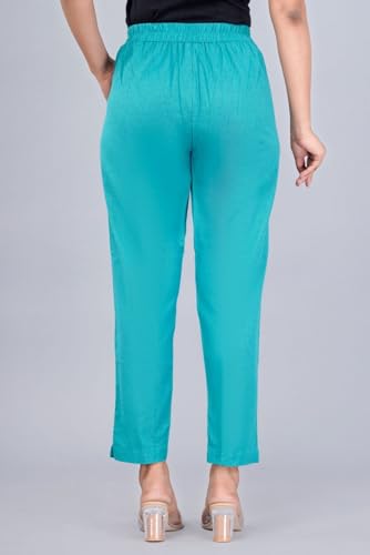 Image of Women's Cotton Ankle Fit Trouser Pants for Women & Girls | Women Regular Fit with Two Pocket Trouser for Office School Formal Casual Daily Use