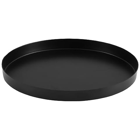 Black Round Metal Candle Holder Tray, Decorative Serving Tray for Modern Farmhouse Home Decorations (11.8") Cover