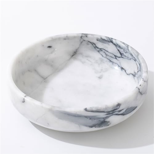 CM CHIC MONDAY 6.7" Decorative Bowl - Natural Marble Key Bowl & Centerpiece (White & Grey) by CM CHIC MONDAY - Image 4