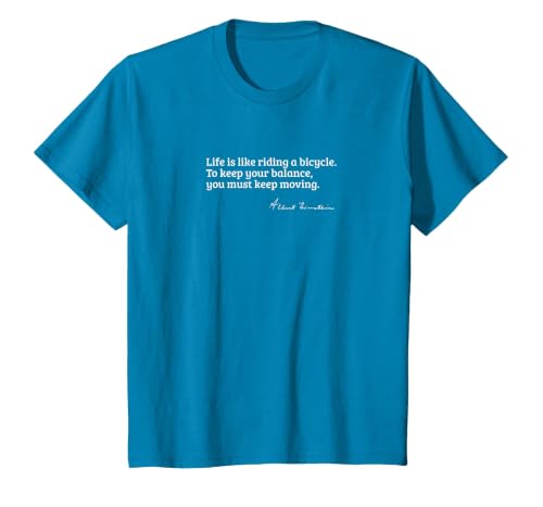 Einstein Quote on How Life is Like a Bicycle T-Shirt, Youth, Sapphire Blue, Large