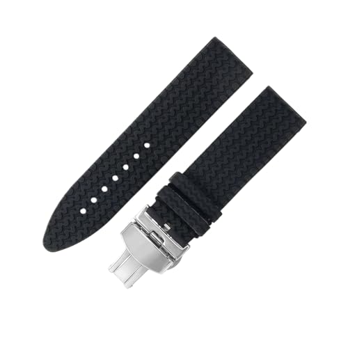 ROUREOX Bracelet Silicone Bracelet Caoutchouc Souple Racing Bracelet Montre Sport Remplacement Fermoir Déployant Acier Robuste pour Chopard Mille Miglia...