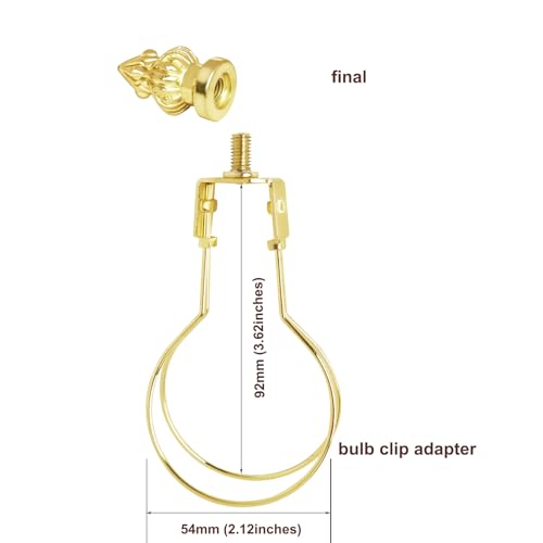 Image of GY & CK Lampshade Clip Adapter Light Bulb Clip Adapter Includes Decoration Finial, Spring Clip for Light Bulbs (Brass)
