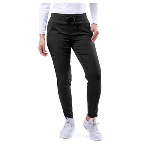 Adar Pro Scrubs for Women - Ultimate Yoga Jogger Scrub Pants - P7104 - Black - L