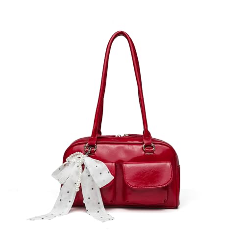 Y2K Shoulder Purses for Women Trendy - PU Leather Retro Boston Ha...