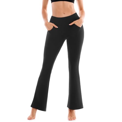 Flare Yoga Pants with Pockets for Women, High Waisted Bootcut Leggings for Workout Casual