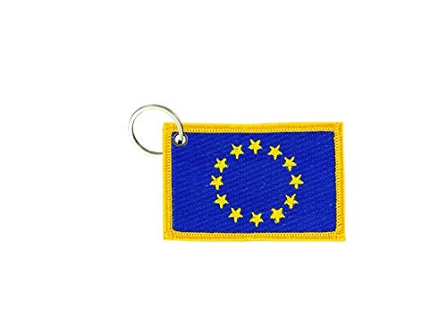 Akachafactory Porte cle cles Clef Brode Patch ecusson Badge Drapeau Europe europeen UE CEE