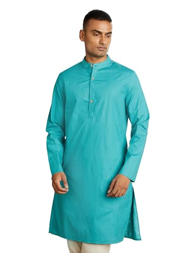 Image of Amazon Brand - Symbol Men's 100% Cotton Solid Long Length Casual Kurta - Regular Fit (Available in Plus Sizes)