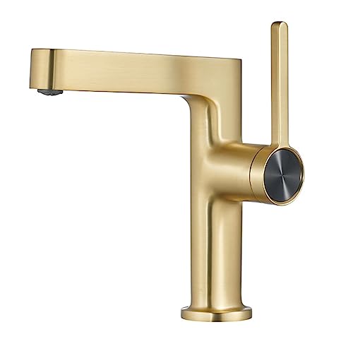 Robinet de lavabo de salle de bain HJMMHX monotrou mitigeur eau chaude et froide en laiton massif