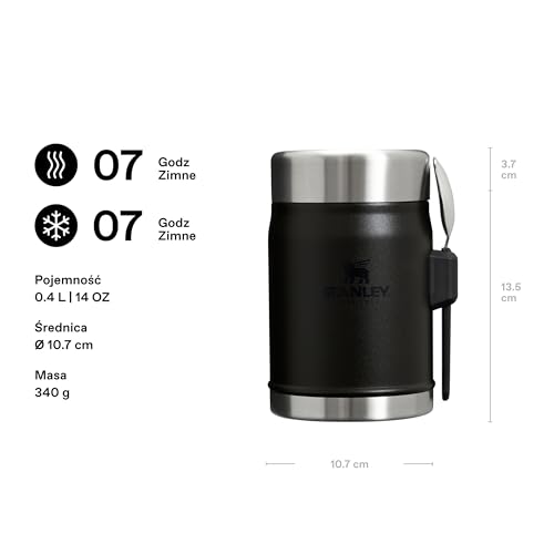 Stanley 1913 Classic Legendary Food Jar 0.4L with Spork - Kolba na żywność ze stali nierdzewnej niezawierającej BPA - utrzymuje zimno lub ciepło przez 7 godzin - Rose Quartz