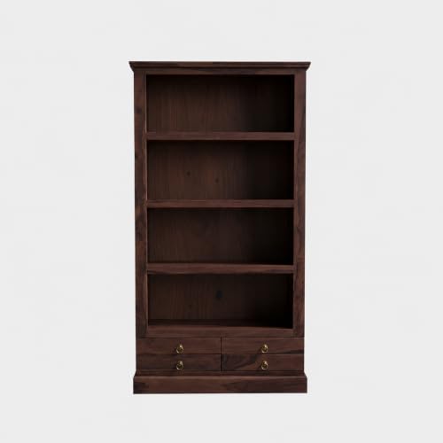 Image of SONA Art & Crafts X-Cross Sheesham Wood Bookshelf for Home & Library | Multipurpose Open Book Shelf Wooden | Storage Cabinet for Living Room | Display Unit Book Stand for Office | Walnut Finish