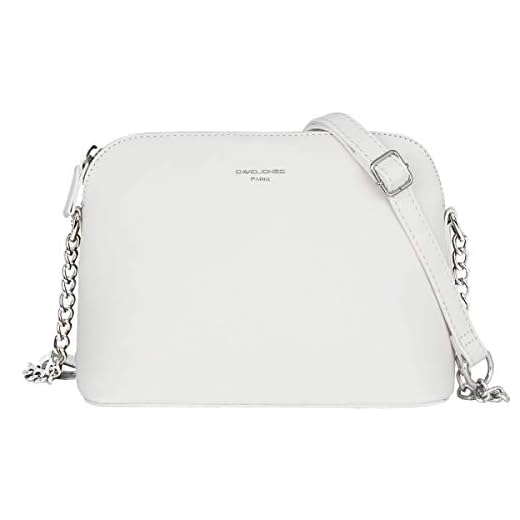 David Jones - Piccola Borsa a Tracolla Spalla Donna Catena - Borsa Mano PU Pelle Messenger Crossbody Bag - Clutch Borsetta Sera Pochette Moda - Shopping Viaggio Sacchetto Borsello - Bianco