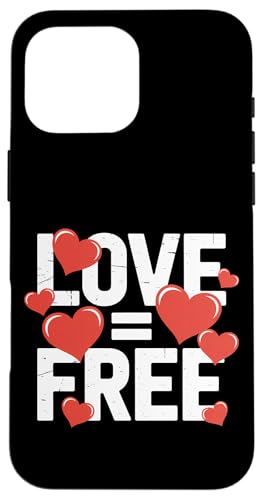 Love Equals Free ポジティブメッセージ インスピレーション スマホケース iPhone 16 Pro Max 用