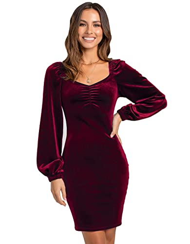 BOUTIKS Vestido Mujer Ajustado Terciopelo Escote Cuadrado