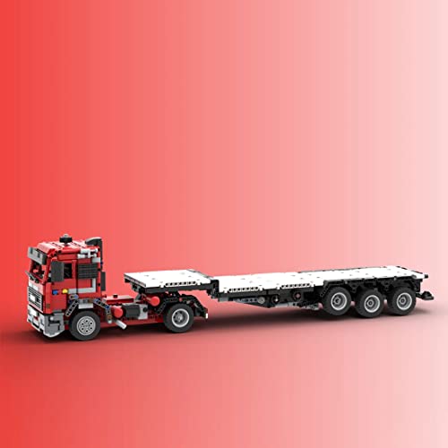 Loadr Technik LKW Bausteine, 2097 Klemmbausteine Tieflader mit Hubwagen Bausteine MOC-119907, Kran Klemmbausteine… – Bild 3