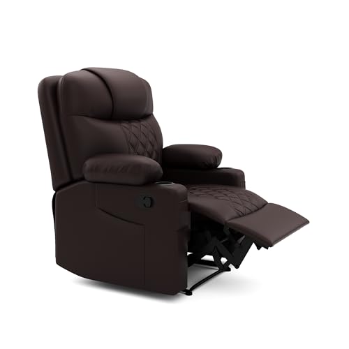 Image of Amazon Brand - Solimo Dreamsit | Single Seater Sofa Recliner | Manual Recliner (Leatherette Brown)