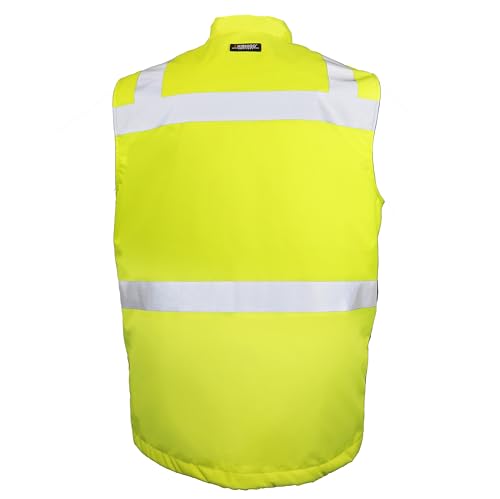 Kishigo Insulated Vest, Highly Visible, Durable Ripstop Vest w/Retractable Clear ID and Flap, Multiple Pockets, Reflective Accents, Type R, Class 2, Lime/Black, X Large3