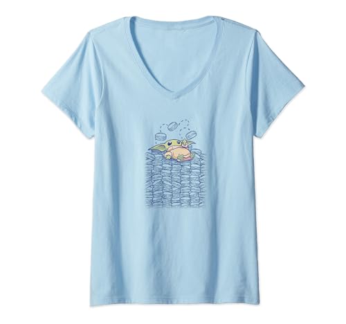 T-shirt V Star Wars Grogu imprimé biscuit pour fan de Mandalorian