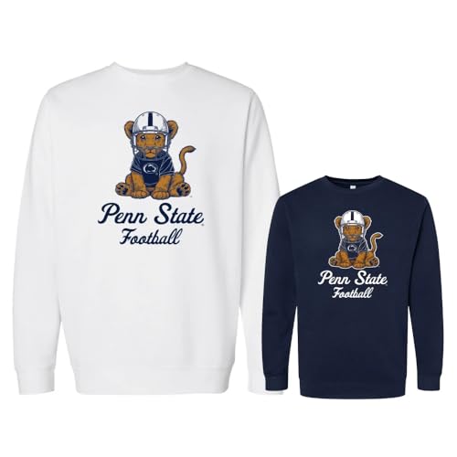 The Family Clothesline Penn State Officially Licensed Adult Football Lion Cub Crew Sweatshirt Medium White