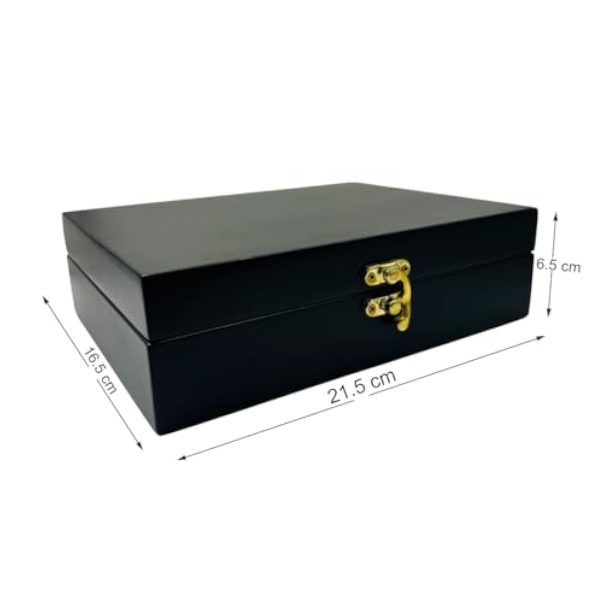Elegant Black Wooden Storage Box with Velvet Interior